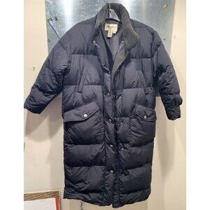 Goose Down Puffer Full Length Coat Jacket Eddie Bauer  M/Petite Black NO HOOD
